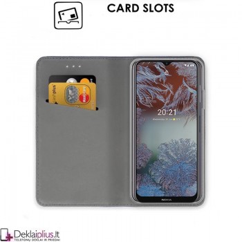 Telone atverčiamas dėklas - auksinės spalvos (telefonams Nokia G10/G20/6.3) Telone atverčiamas dėklas - auksinės spalvos (telefonams Nokia G10/G20/6.3)